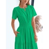 image:imageBTFBM Womens Summer 2026 Casual Midi Maxi Dresses Lightweight Short Sleeve V Neck Elastic Waist Boho Beach Dress PocketsBright Green