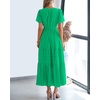 image:imageBTFBM Womens Summer 2026 Casual Midi Maxi Dresses Lightweight Short Sleeve V Neck Elastic Waist Boho Beach Dress PocketsBright Green