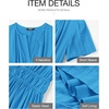 image:imageBTFBM Womens Summer 2026 Casual Midi Maxi Dresses Lightweight Short Sleeve V Neck Elastic Waist Boho Beach Dress PocketsBrilliant Blue