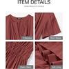 image:imageBTFBM Womens Summer 2026 Casual Midi Maxi Dresses Lightweight Short Sleeve V Neck Elastic Waist Boho Beach Dress PocketsBrown Red