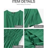 image:imageBTFBM Womens Summer 2026 Casual Midi Maxi Dresses Lightweight Short Sleeve V Neck Elastic Waist Boho Beach Dress PocketsDark Green