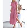 image:imageBTFBM Womens Summer 2026 Casual Midi Maxi Dresses Lightweight Short Sleeve V Neck Elastic Waist Boho Beach Dress PocketsDusty Pink