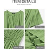 image:imageBTFBM Womens Summer 2026 Casual Midi Maxi Dresses Lightweight Short Sleeve V Neck Elastic Waist Boho Beach Dress PocketsGreen
