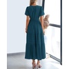 image:imageBTFBM Womens Summer 2026 Casual Midi Maxi Dresses Lightweight Short Sleeve V Neck Elastic Waist Boho Beach Dress PocketsLake Blue