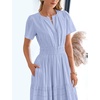 image:imageBTFBM Womens Summer 2026 Casual Midi Maxi Dresses Lightweight Short Sleeve V Neck Elastic Waist Boho Beach Dress PocketsLight Blue