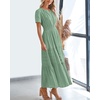 image:imageBTFBM Womens Summer 2026 Casual Midi Maxi Dresses Lightweight Short Sleeve V Neck Elastic Waist Boho Beach Dress PocketsSage Green