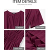 image:imageBTFBM Womens Summer 2026 Casual Midi Maxi Dresses Lightweight Short Sleeve V Neck Elastic Waist Boho Beach Dress PocketsWine Red