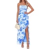 image:imageBTFBM Off The Shoulder Dresses for Women Summer 2026 Strapless Ruffle Slit Formal Wedding Guest Dress Cocktail PartyFloral Light Blue