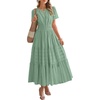 image:imageBTFBM Womens Summer 2026 Casual Midi Maxi Dresses Lightweight Short Sleeve V Neck Elastic Waist Boho Beach Dress PocketsSage Green