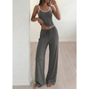 image:imageBTFBM Lounge Sets For Women 2026 Striped 2 Piece Pajama Sets Spaghetti Strap Tops Wide Leg Pants Beach Vacation OutfitsStriped Black White
