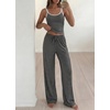image:imageBTFBM Lounge Sets For Women 2026 Striped 2 Piece Pajama Sets Spaghetti Strap Tops Wide Leg Pants Beach Vacation OutfitsStriped Black White