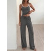 image:imageBTFBM Lounge Sets For Women 2026 Striped 2 Piece Pajama Sets Spaghetti Strap Tops Wide Leg Pants Beach Vacation OutfitsStriped Black White