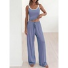 image:imageBTFBM Lounge Sets For Women 2026 Striped 2 Piece Pajama Sets Spaghetti Strap Tops Wide Leg Pants Beach Vacation OutfitsStriped Blue Pink