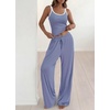 image:imageBTFBM Lounge Sets For Women 2026 Striped 2 Piece Pajama Sets Spaghetti Strap Tops Wide Leg Pants Beach Vacation OutfitsStriped Blue Pink