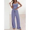 image:imageBTFBM Lounge Sets For Women 2026 Striped 2 Piece Pajama Sets Spaghetti Strap Tops Wide Leg Pants Beach Vacation OutfitsStriped Blue Pink