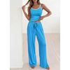 image:imageBTFBM Lounge Sets For Women 2026 Striped 2 Piece Pajama Sets Spaghetti Strap Tops Wide Leg Pants Beach Vacation OutfitsStriped Blue Purple