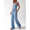 image:imageBTFBM Lounge Sets For Women 2026 Striped 2 Piece Pajama Sets Spaghetti Strap Tops Wide Leg Pants Beach Vacation OutfitsStriped Blue White
