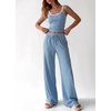 image:imageBTFBM Lounge Sets For Women 2026 Striped 2 Piece Pajama Sets Spaghetti Strap Tops Wide Leg Pants Beach Vacation OutfitsStriped Blue White