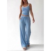 image:imageBTFBM Lounge Sets For Women 2026 Striped 2 Piece Pajama Sets Spaghetti Strap Tops Wide Leg Pants Beach Vacation OutfitsStriped Blue White