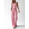 image:imageBTFBM Lounge Sets For Women 2026 Striped 2 Piece Pajama Sets Spaghetti Strap Tops Wide Leg Pants Beach Vacation OutfitsStriped Pink White