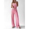 image:imageBTFBM Lounge Sets For Women 2026 Striped 2 Piece Pajama Sets Spaghetti Strap Tops Wide Leg Pants Beach Vacation OutfitsStriped Pink White