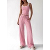 image:imageBTFBM Lounge Sets For Women 2026 Striped 2 Piece Pajama Sets Spaghetti Strap Tops Wide Leg Pants Beach Vacation OutfitsStriped Pink White