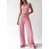 image:imageBTFBM Lounge Sets For Women 2026 Striped 2 Piece Pajama Sets Spaghetti Strap Tops Wide Leg Pants Beach Vacation OutfitsStriped Pink White