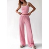 image:imageBTFBM Lounge Sets For Women 2026 Striped 2 Piece Pajama Sets Spaghetti Strap Tops Wide Leg Pants Beach Vacation OutfitsStriped Pink White