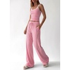 image:imageBTFBM Lounge Sets For Women 2026 Striped 2 Piece Pajama Sets Spaghetti Strap Tops Wide Leg Pants Beach Vacation OutfitsStriped Pink White