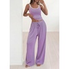 image:imageBTFBM Lounge Sets For Women 2026 Striped 2 Piece Pajama Sets Spaghetti Strap Tops Wide Leg Pants Beach Vacation OutfitsStriped Purple Orange
