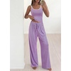 image:imageBTFBM Lounge Sets For Women 2026 Striped 2 Piece Pajama Sets Spaghetti Strap Tops Wide Leg Pants Beach Vacation OutfitsStriped Purple Orange