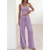image:imageBTFBM Lounge Sets For Women 2026 Striped 2 Piece Pajama Sets Spaghetti Strap Tops Wide Leg Pants Beach Vacation OutfitsStriped Purple Orange