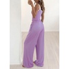 image:imageBTFBM Lounge Sets For Women 2026 Striped 2 Piece Pajama Sets Spaghetti Strap Tops Wide Leg Pants Beach Vacation OutfitsStriped Purple Orange