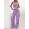 image:imageBTFBM Lounge Sets For Women 2026 Striped 2 Piece Pajama Sets Spaghetti Strap Tops Wide Leg Pants Beach Vacation OutfitsStriped Purple Orange