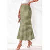 image:imageBTFBM Midi Skirts for Women 2026 Summer Spring Lightweight A Line High Waisted Wedding Guest Party Silk Long SkirtDot Green White