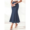 image:imageBTFBM Midi Skirts for Women 2026 Summer Spring Lightweight A Line High Waisted Wedding Guest Party Silk Long SkirtDot Navy White