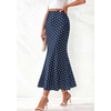 image:imageBTFBM Midi Skirts for Women 2026 Summer Spring Lightweight A Line High Waisted Wedding Guest Party Silk Long SkirtDot Navy White