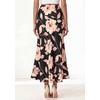 image:imageBTFBM Midi Skirts for Women 2026 Summer Spring Lightweight A Line High Waisted Wedding Guest Party Silk Long SkirtFloral Black Pink
