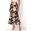 image:imageBTFBM Midi Skirts for Women 2026 Summer Spring Lightweight A Line High Waisted Wedding Guest Party Silk Long SkirtFloral Black Pink