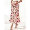 image:imageBTFBM Midi Skirts for Women 2026 Summer Spring Lightweight A Line High Waisted Wedding Guest Party Silk Long SkirtFloral White Multicolored