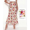 image:imageBTFBM Midi Skirts for Women 2026 Summer Spring Lightweight A Line High Waisted Wedding Guest Party Silk Long SkirtFloral White Multicolored
