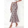 image:imageBTFBM Midi Skirts for Women 2026 Summer Spring Lightweight A Line High Waisted Wedding Guest Party Silk Long SkirtPink Green Camo