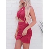 image:imageBTFBM Women 2026 Summer Dresses Sleeveless Casual Crewneck Bodycon Cutout Twist Slim Wrap Club Party Beach Mini DressRose Red