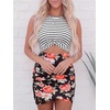 image:imageBTFBM Women 2026 Summer Dresses Sleeveless Casual Crewneck Bodycon Cutout Twist Slim Wrap Club Party Beach Mini DressStripe and Floral Black