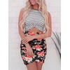 image:imageBTFBM Women 2026 Summer Dresses Sleeveless Casual Crewneck Bodycon Cutout Twist Slim Wrap Club Party Beach Mini DressStripe and Floral Black