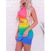 image:imageBTFBM Women 2026 Summer Dresses Sleeveless Casual Crewneck Bodycon Cutout Twist Slim Wrap Club Party Beach Mini DressTie Dye Pink Blue