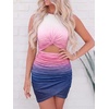 image:imageBTFBM Women 2026 Summer Dresses Sleeveless Casual Crewneck Bodycon Cutout Twist Slim Wrap Club Party Beach Mini DressTie Dye Pink White