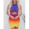 image:imageBTFBM Women 2026 Summer Dresses Sleeveless Casual Crewneck Bodycon Cutout Twist Slim Wrap Club Party Beach Mini DressTie Dye Purple Yellow