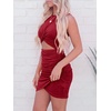 image:imageBTFBM Women 2026 Summer Dresses Sleeveless Casual Crewneck Bodycon Cutout Twist Slim Wrap Club Party Beach Mini DressWine Red