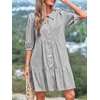 image:imageBTFBM Womens Summer Dresses 2026 Striped Mini Dress Half Sleeve Button Down Casual Flowy Beach Vacation Outfits PocketsBlack